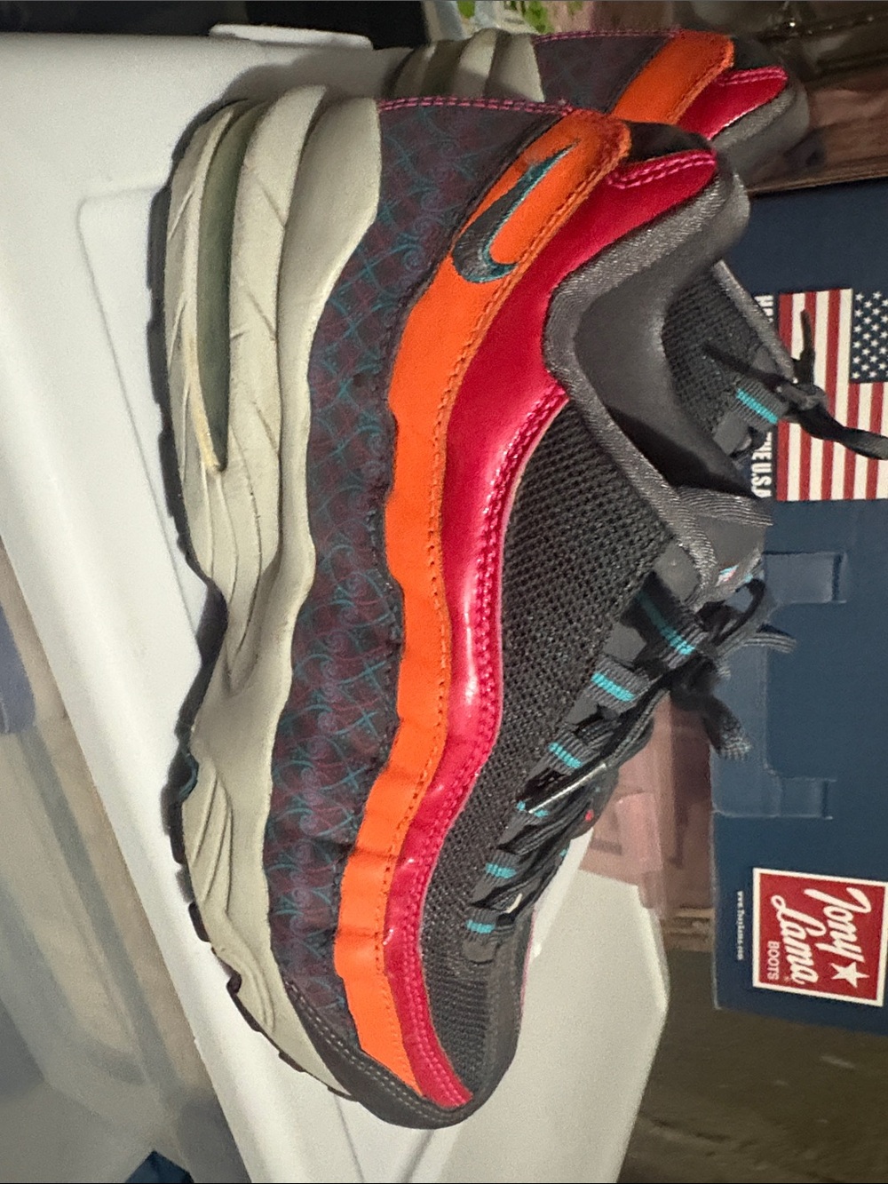 Nike Air Women's Gray Orange Pink Athletic Sneakers with Teal Accents